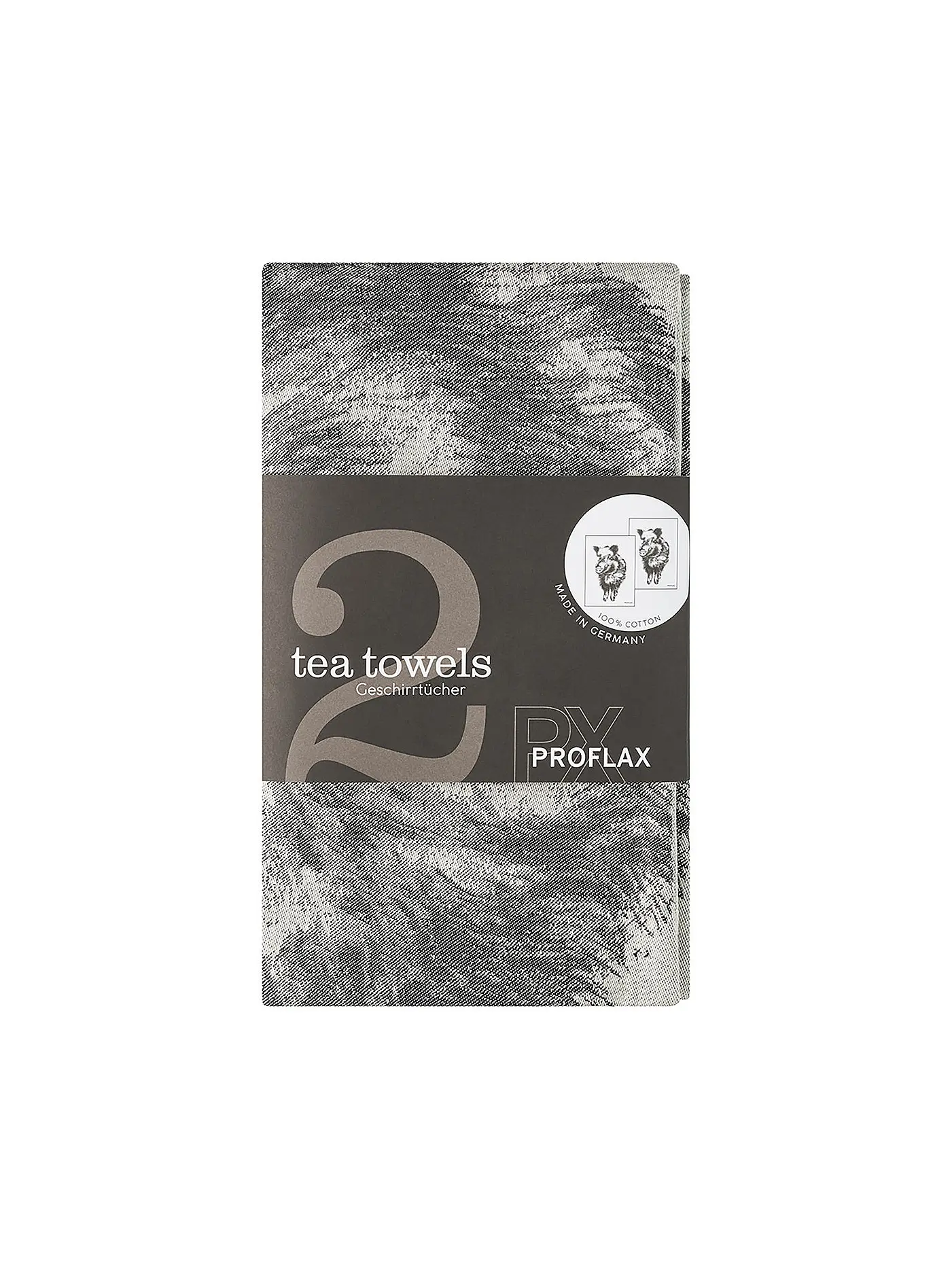 PROFLAX | Geschirrtuch 2er Set 50x70cm Wildschwein Burgund | grau